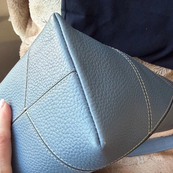 Aspinal of London Heritage Blue Pebble Leather Hobo Tote Bag - Picture 11 of 16